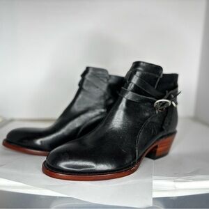 Elegant Black Leather Ankle Booties